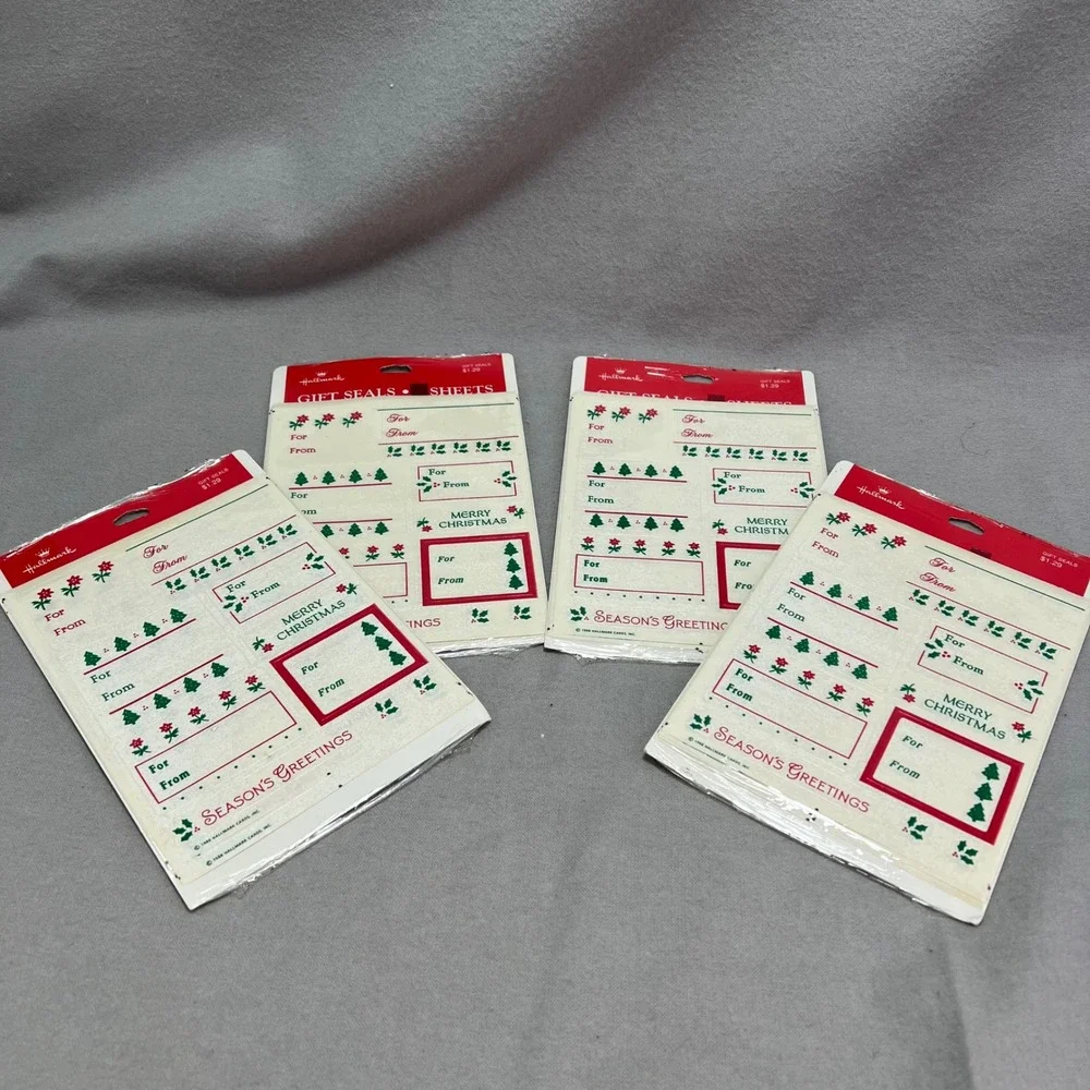 Vintage Hallmark Gift Seals Labels 1988 Christmas Holiday NOS Ephemera Stickers